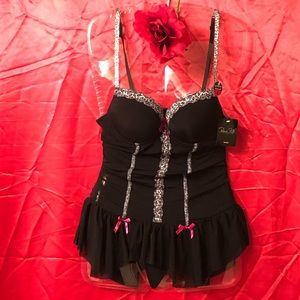 NWT Rene Rofe SEXY 2PC Lingerie Set Black Sz S